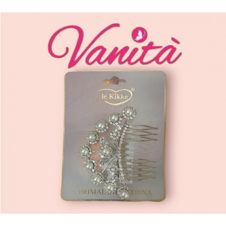 PETTINESSA CON PERLINE BIANCO E ARGENTO